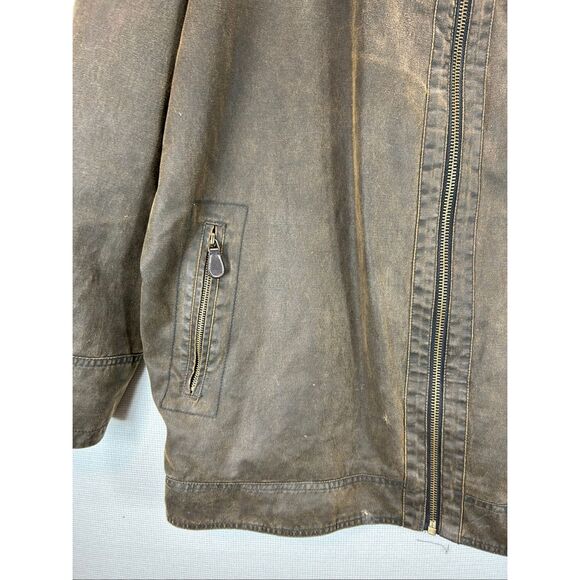 True Nation 2XLT Waxed Cotton Chore Barn Jacket Brown Plaid Line Rugged Workwear - Picture 14 of 14